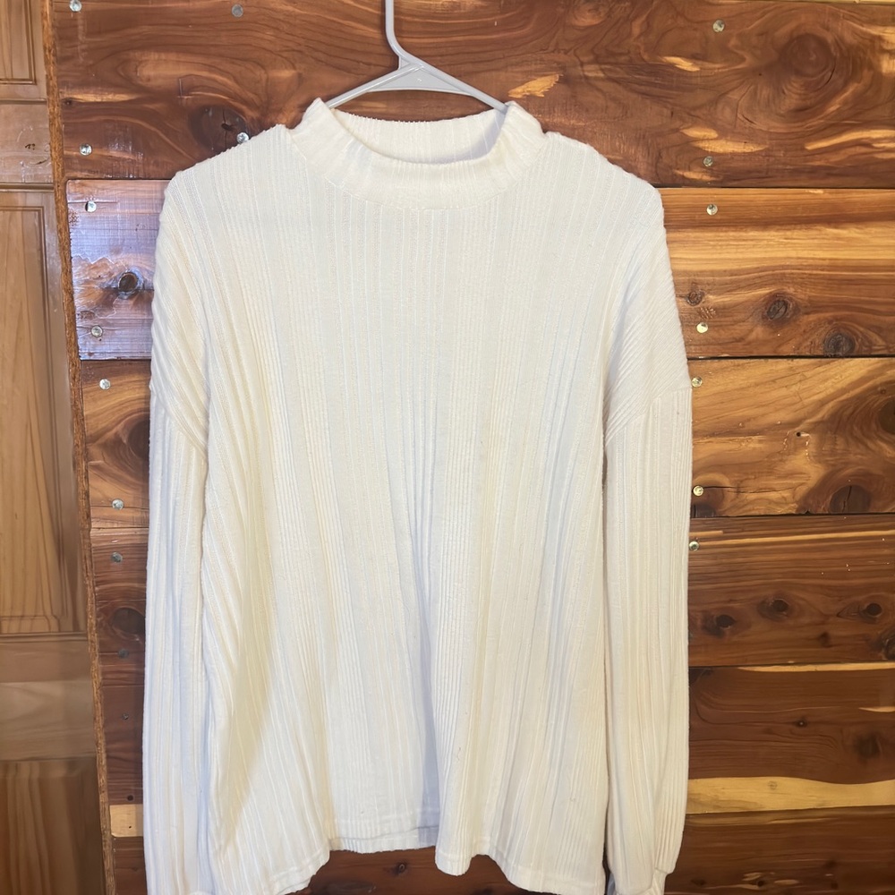 White Ribbed Sweater